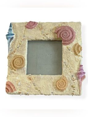 Vintage Coastal Seashell Sandstone Square Photo Frame